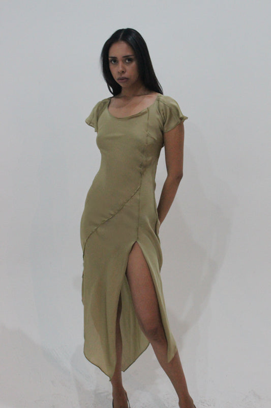 Silk Bias Dress Sage